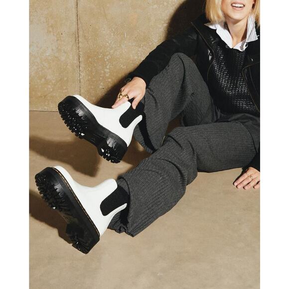 Dr. Martens 2976 Smooth Leather Platform Chelsea Boots - 8 White - Picture 2 of 7